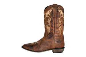 TuffRider Men's Lamar Wide Square Toe Western Boot- Brown- 8