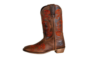 TuffRider Ladies Signa Square Toe Western Boot- Brown- 9