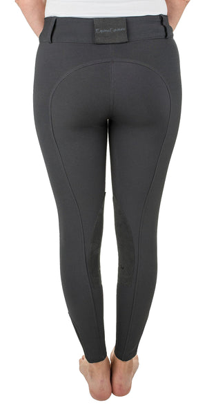 Equine Couture Ladies Coolmax Champion Knee Patch Breeches - Charcoal- 32