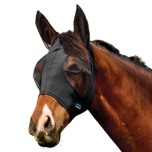 WEATHERBEETA COMFITEC DELUXE STRETCH FLY MASK WITH EARS BLACK/BLACK SMALL