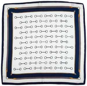 AWST Int'l Satin Snaffle Bit Scarf- Navy- 28" x 28