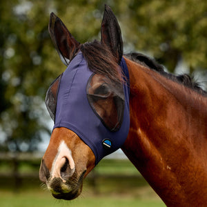 WEATHERBEETA COMFITEC DELUXE STRETCH FLY MASK WITH EARS NAVY/BLACK XXSMALL