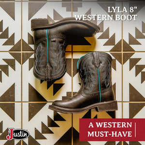 Justin Gypsy Women's Lyla Round Toe Western Boot- Onyx- 8