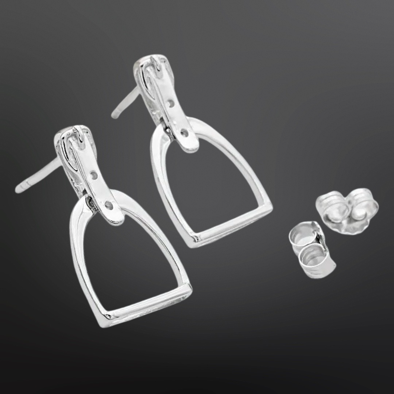 Westrian International - Sterling Silver English Equestrian Stirrup Leathers Earrings