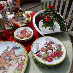 Certified International - Day at the Races Silver Plate Horseshoe Cheese Plate w Knife