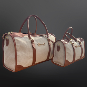 Faux Leather Canvas Snaffle Bit Equestrian Duffel Handbag