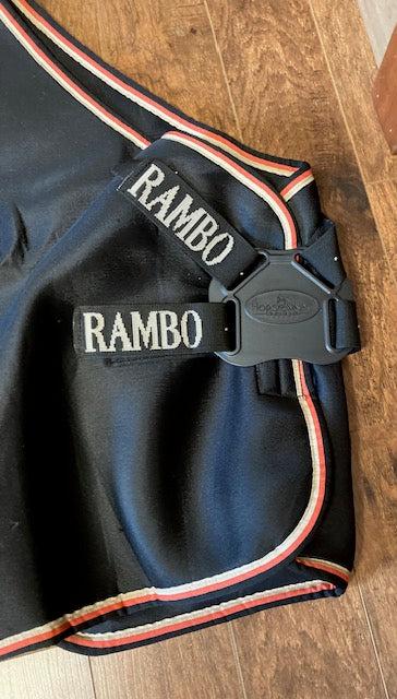 GENTLY USED- Horseware Rambo Airmax Cooler with Disc Front Closure BLACK SIZE 69IN