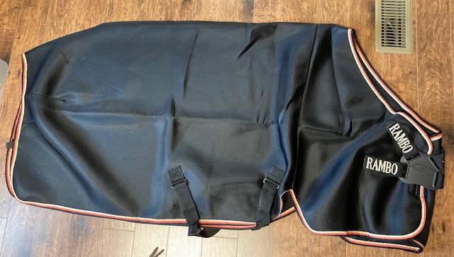 GENTLY USED- Horseware Rambo Airmax Cooler with Disc Front Closure BLACK SIZE 69IN