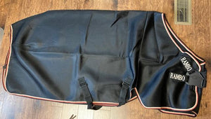 GENTLY USED- Horseware Rambo Airmax Cooler with Disc Front Closure BLACK SIZE 69IN