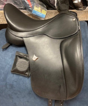 TEST RIDE/DEMO Bates Dressage Saddle with Adjustable Stirrup Bar - BLACK 17.5" MEDIUM GULLET