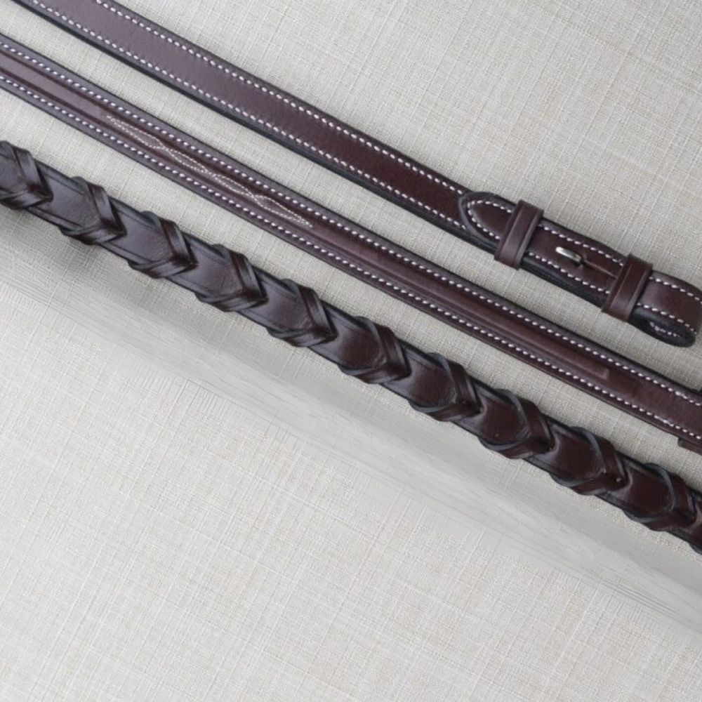 KL Select Black Oak 5/8" Square Raised Fancy Laced Reins