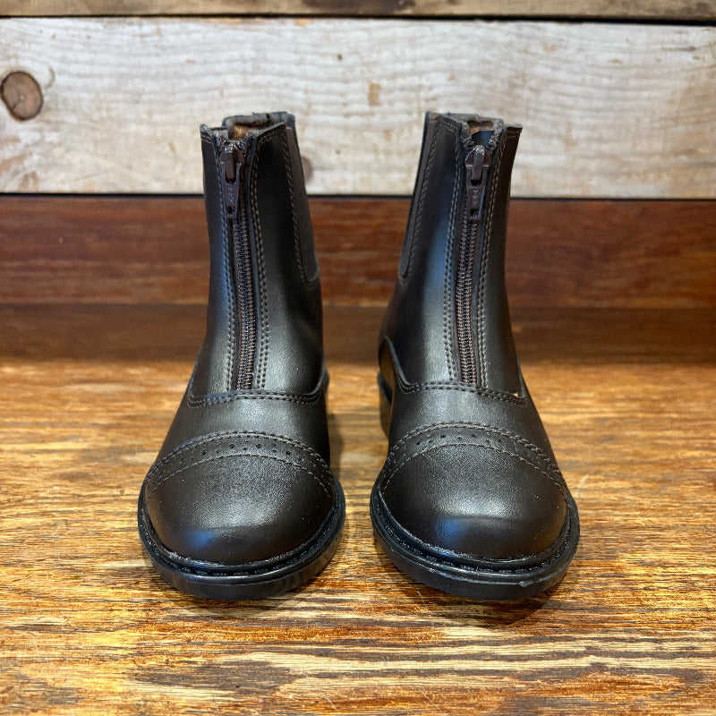 TuffRider Children's Starter Front Zip Paddock Boots- MOCHA 1 NEW WITHOUT BOX