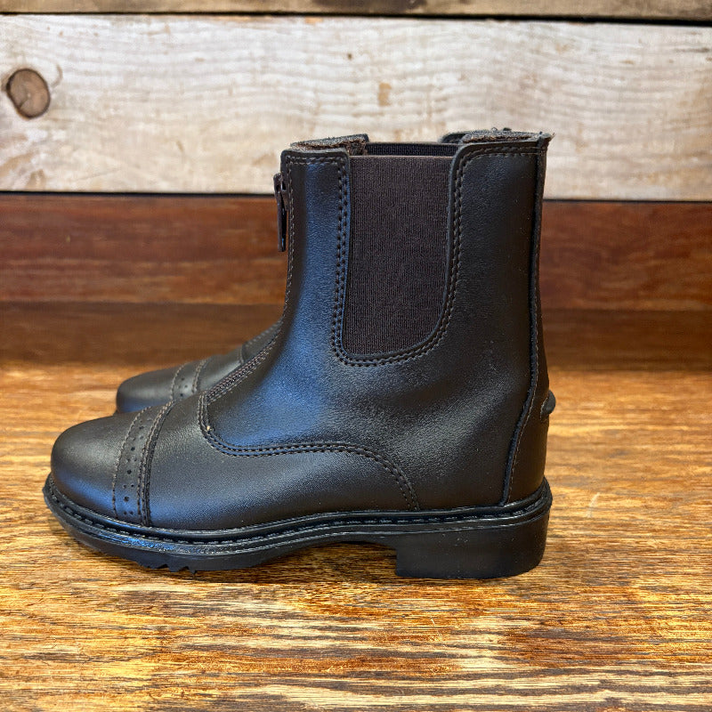 TuffRider Children's Starter Front Zip Paddock Boots- MOCHA 1 NEW WITHOUT BOX