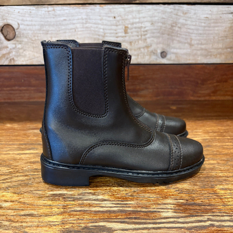 TuffRider Children's Starter Front Zip Paddock Boots- MOCHA 1 NEW WITHOUT BOX