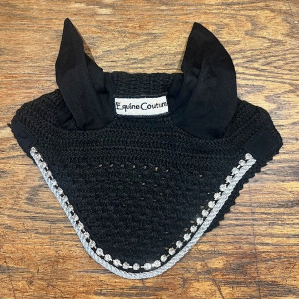 NEW WITH DEFECT-Equine Couture Fly Bonnet with Silver Rope & Crystals