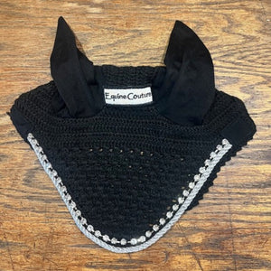 NEW WITH DEFECT-Equine Couture Fly Bonnet with Silver Rope & Crystals