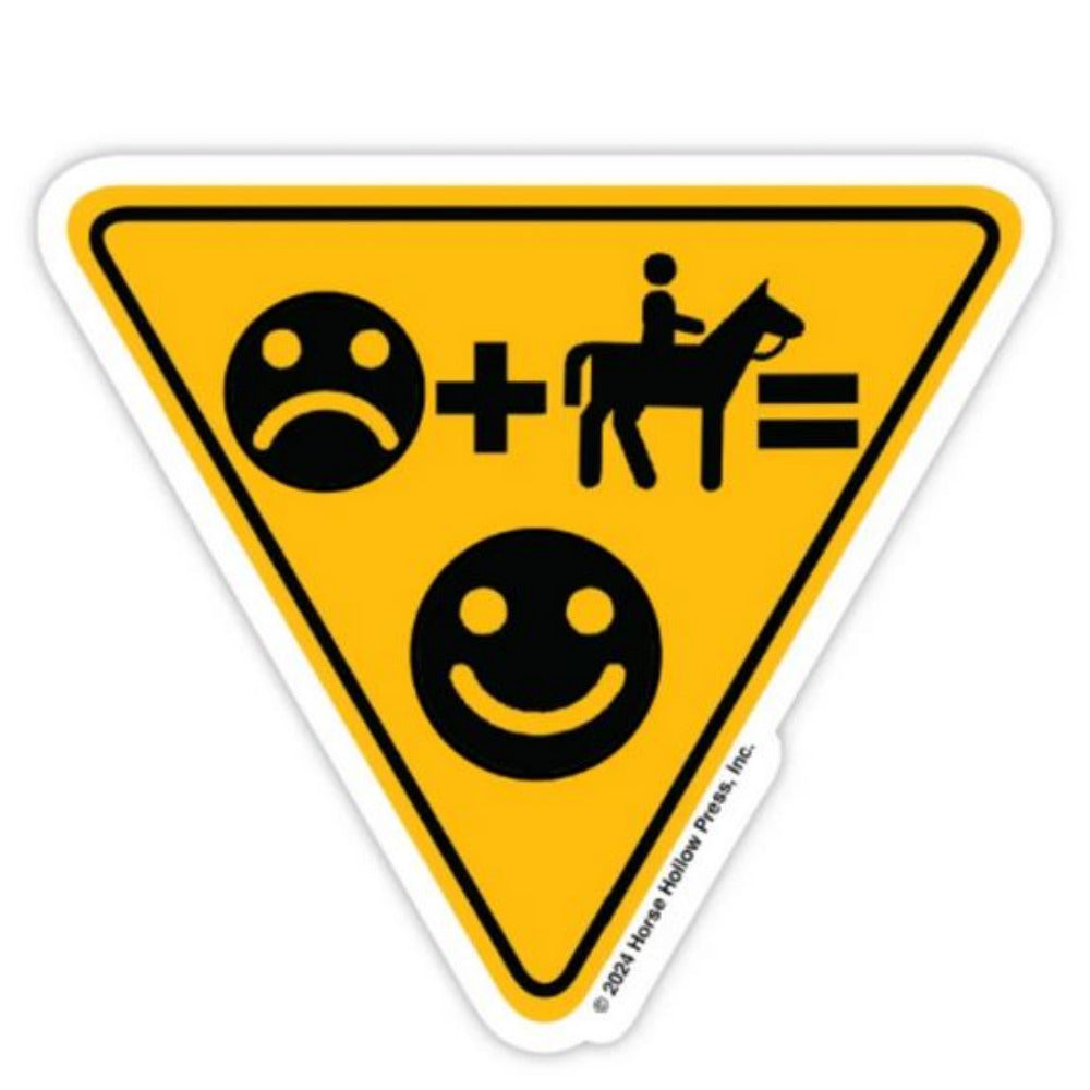 Horse Hollow Press 3-Inch Die-Cut Sticker-Sad Face, Ride turns to Happy Face