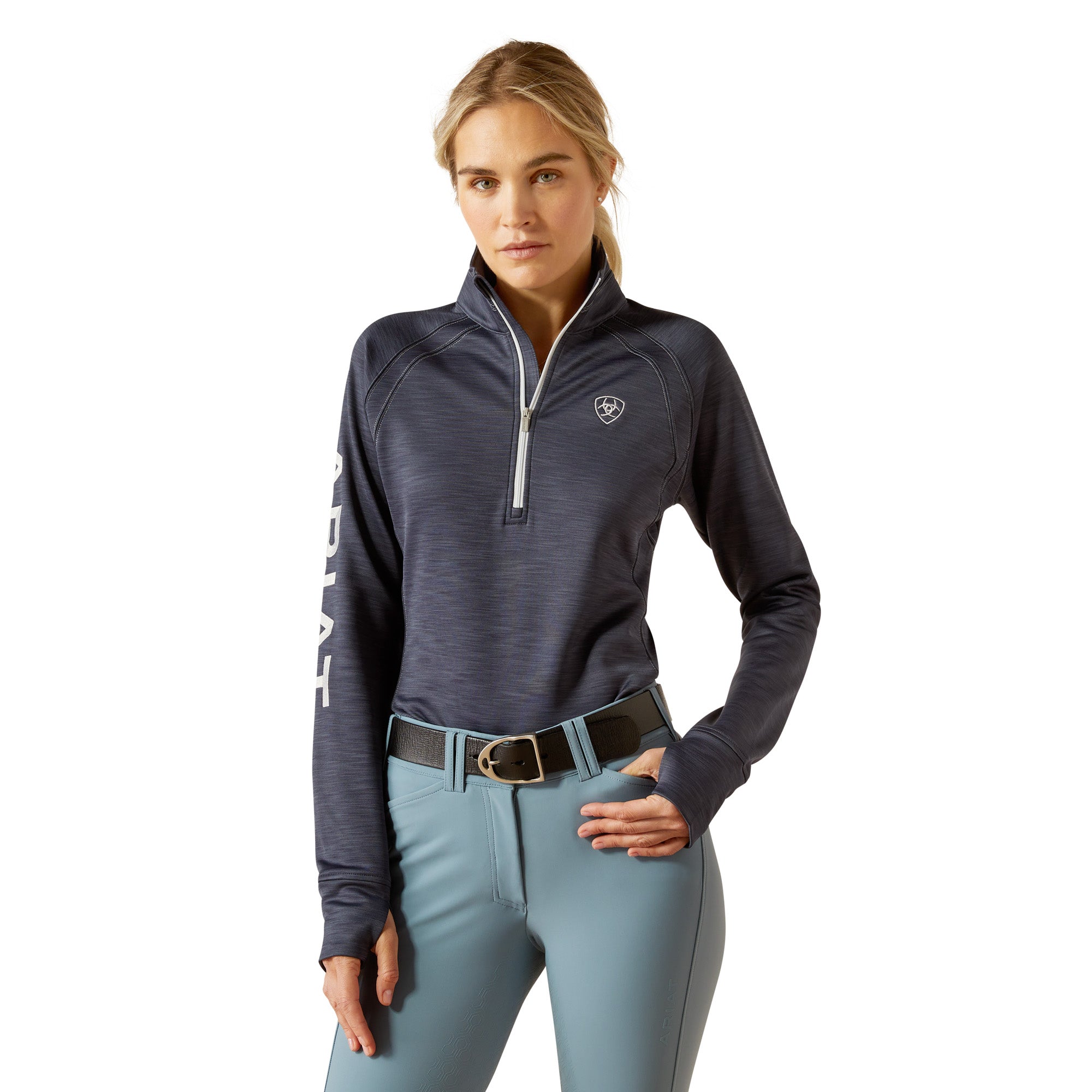Ariat Ladies TEK Team 1/2 Zip Sweatshirt- Ombre Blue Heather CLOSEOUT