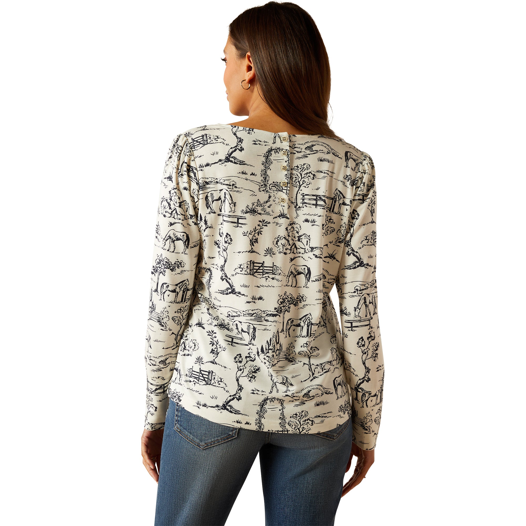 Ariat Ladies Nellore Long Sleeve T-Shirt- Toile Scene Print CLOSEOUT