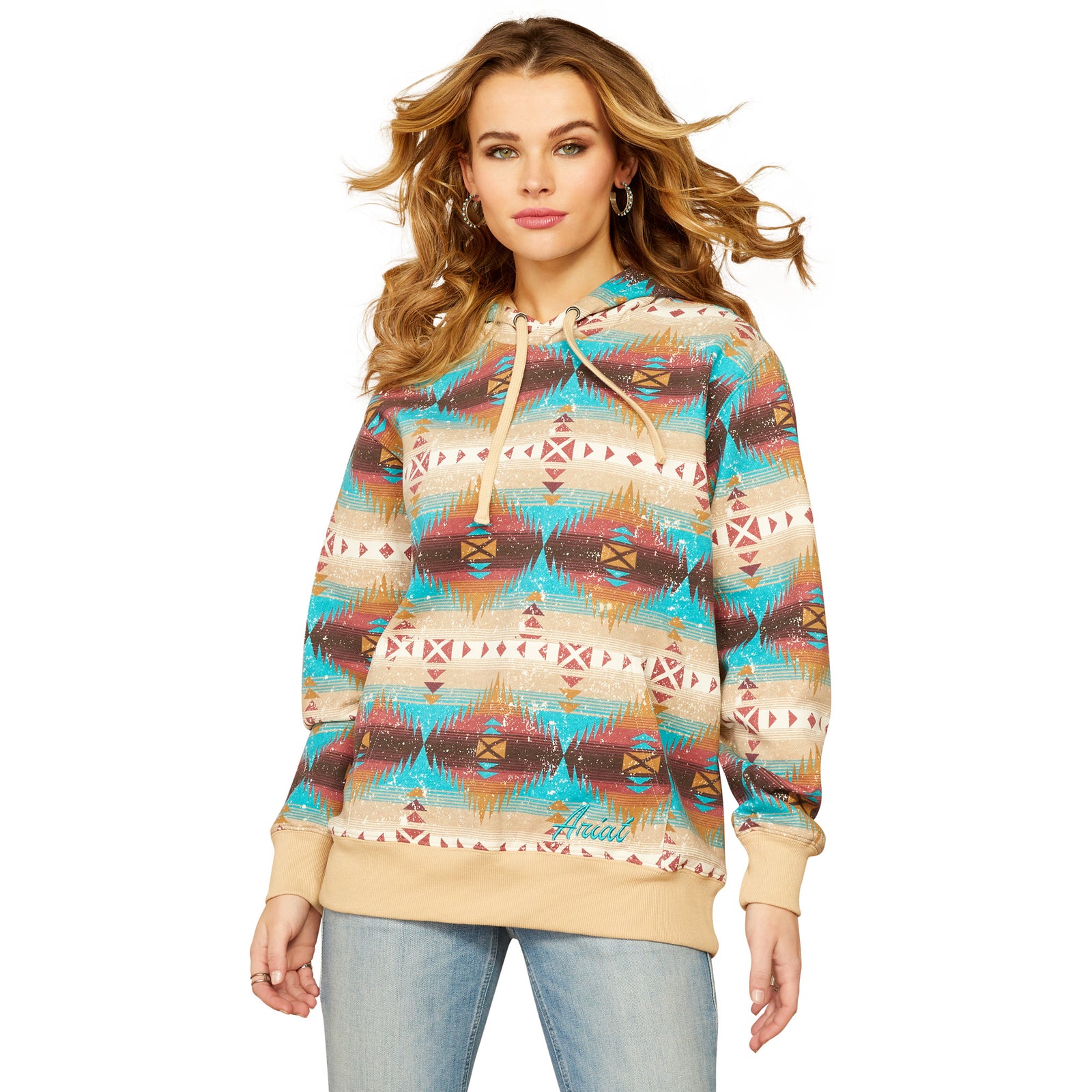 Ariat Ladies Lunas Hood Sweatshirt- Serrano Print CLOSEOUT