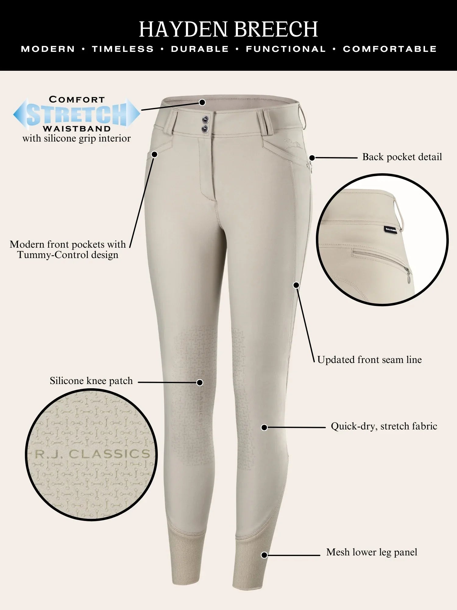 RJ Classics Hayden Silicone Knee Patch Breech