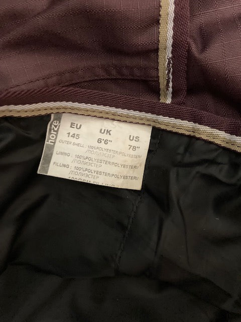 GENTLY USED- Horze Lightweight Turnout GRAPE/TAN 78IN