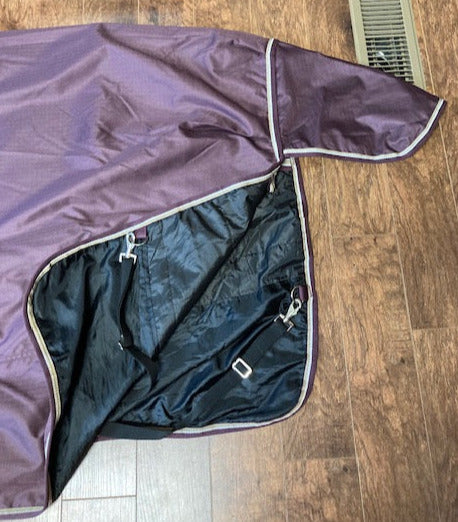 GENTLY USED- Horze Lightweight Turnout GRAPE/TAN 78IN