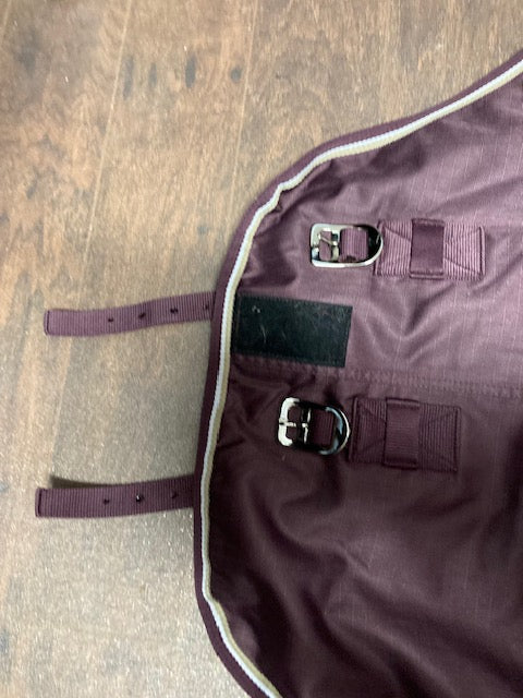 GENTLY USED- Horze Lightweight Turnout GRAPE/TAN 78IN