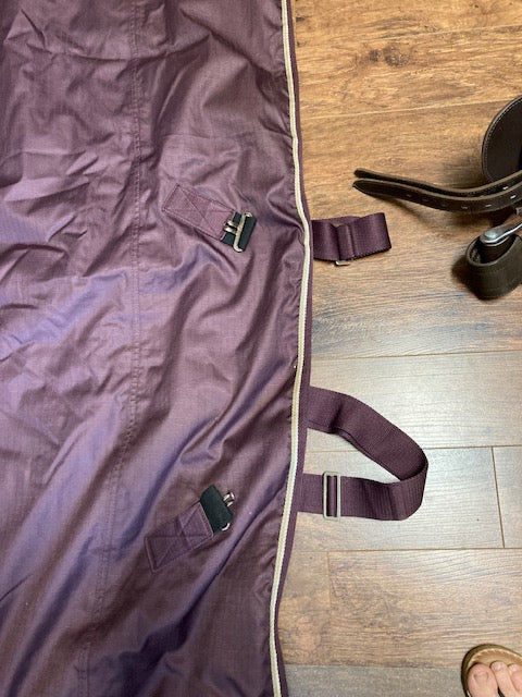 GENTLY USED- Horze Lightweight Turnout GRAPE/TAN 78IN
