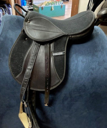GENTLY USED- Kincade Pony Saddle with Stirrup Irons Black 14in