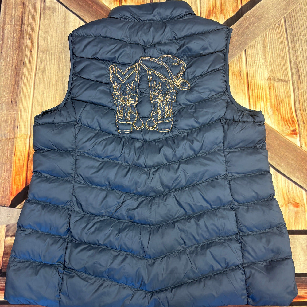 Women's Embroidered Lightweight Poly-Fill Packable Vest