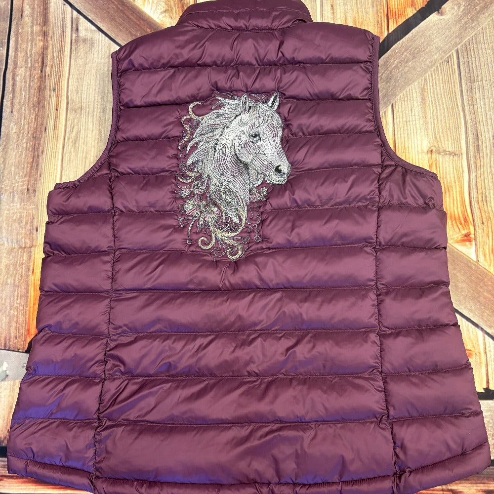 Women's Embroidered Lightweight Poly-Fill Packable Vest