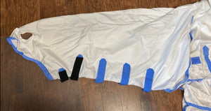 GENTLY USED- Weatherbeeta Sweet Itch Shield Combo Neck WHITE/BLUE 87IN