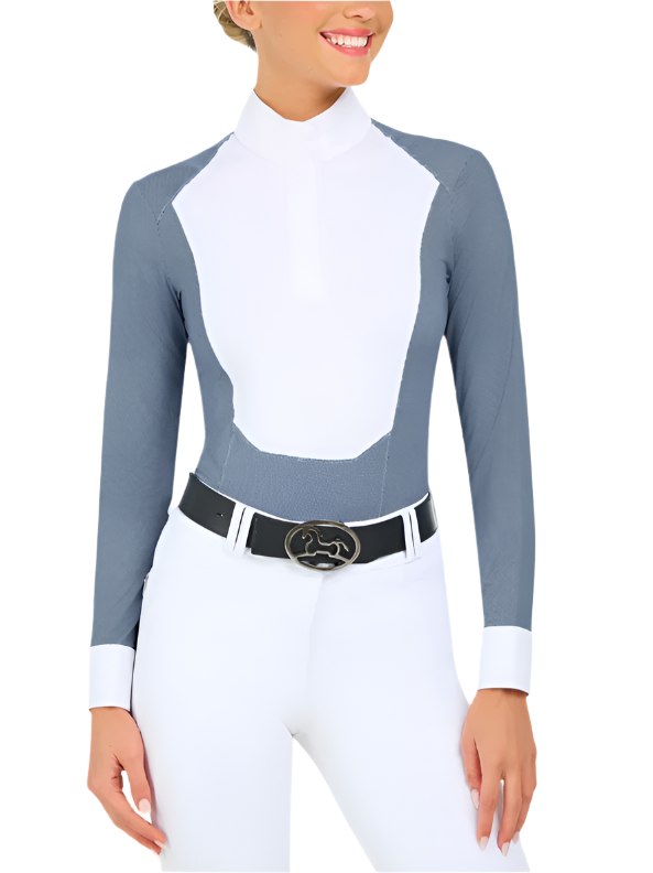 RJ Classics Ladies Liv Show Shirt- Blue Petal Dot CLOSEOUT