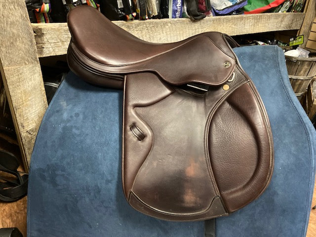 GENTLY USED- M Toulouse Premia Wide Close Contact/Jump Saddle HAVANA 18IN WIDE