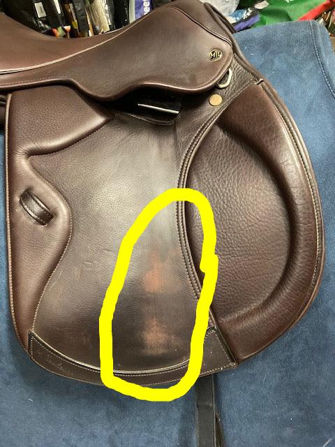 GENTLY USED- M Toulouse Premia Wide Close Contact/Jump Saddle HAVANA 18IN WIDE
