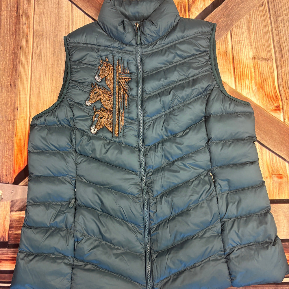 Women's Embroidered Lightweight Poly-Fill Packable Vest