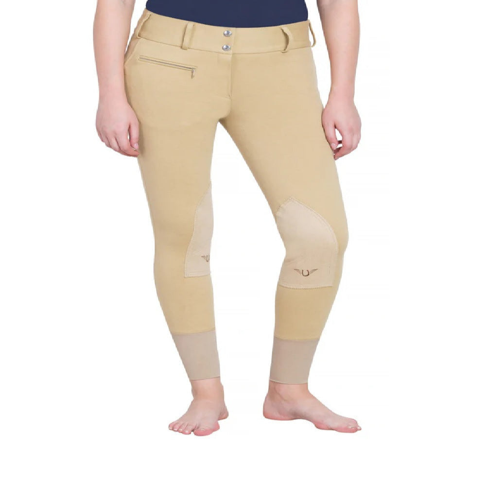 TuffRider Ladies Cotton Lowrise Wide Waistband Knee Patch Breeches