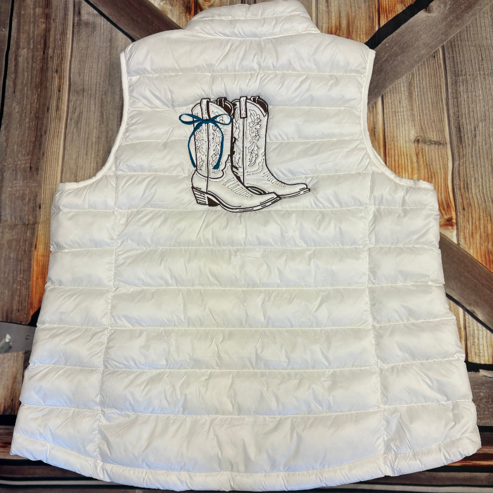 Women's Embroidered Lightweight Poly-Fill Packable Vest