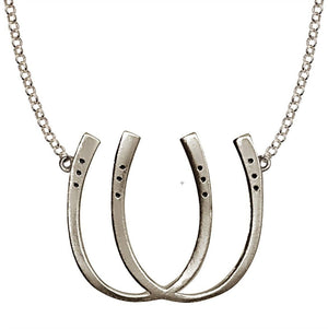 Double Luck Horseshoe Necklace - Silver