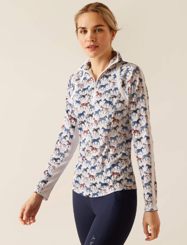 Ariat Ladies Sunstopper 2.0 1/4 Zip Shirt- VARIOUS PRINTS - CLOSEOUT
