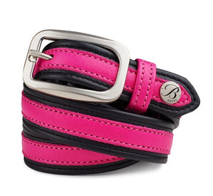 Bates Leather Belt CLASSIC BLACK with PINK - The Carousel Horse 