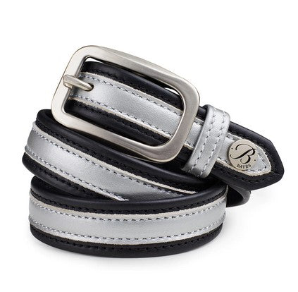 Bates Leather Belt CLASSIC BLACK with SILVER