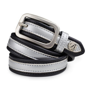 Bates Leather Belt CLASSIC BLACK with SILVER - The Carousel Horse 