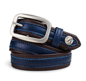 Bates Leather Belt CLASSIC BROWN with NAVY - The Carousel Horse 