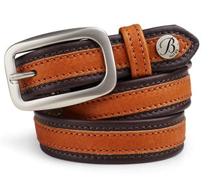 Bates Leather Belt CLASSIC BROWN with TAN - The Carousel Horse 