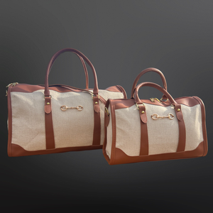 Faux Leather Canvas Snaffle Bit Equestrian Duffel Handbag