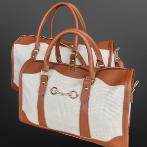 Faux Leather Canvas Snaffle Bit Equestrian Duffel Handbag
