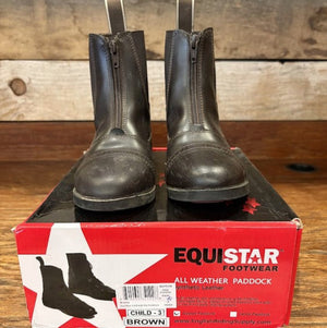 GENTLY USED-EquiStar All-Weather Synthetic Zip Paddock - Child's Brown Size 3