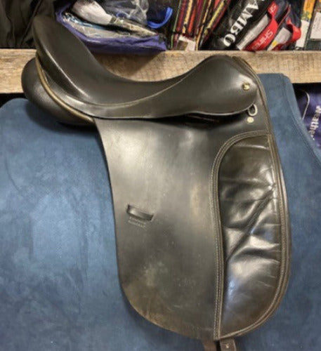 GENTLY USED- Centaur Michael Stokes Dressage Saddle Black 17.5in WIDE